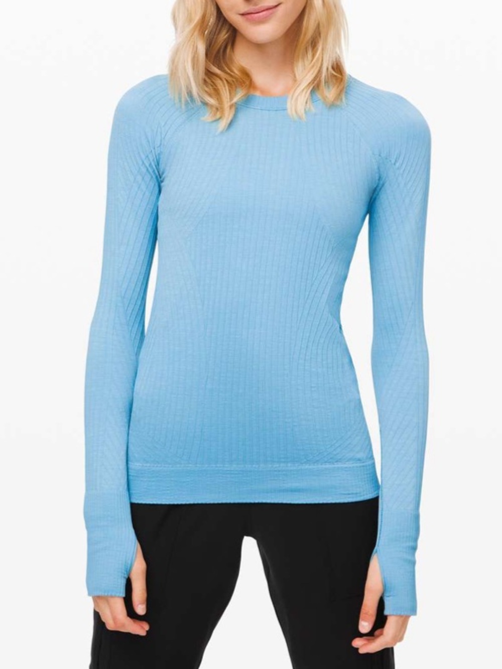 Lululemon Rest Less Pullover in Aqua Smoke / White